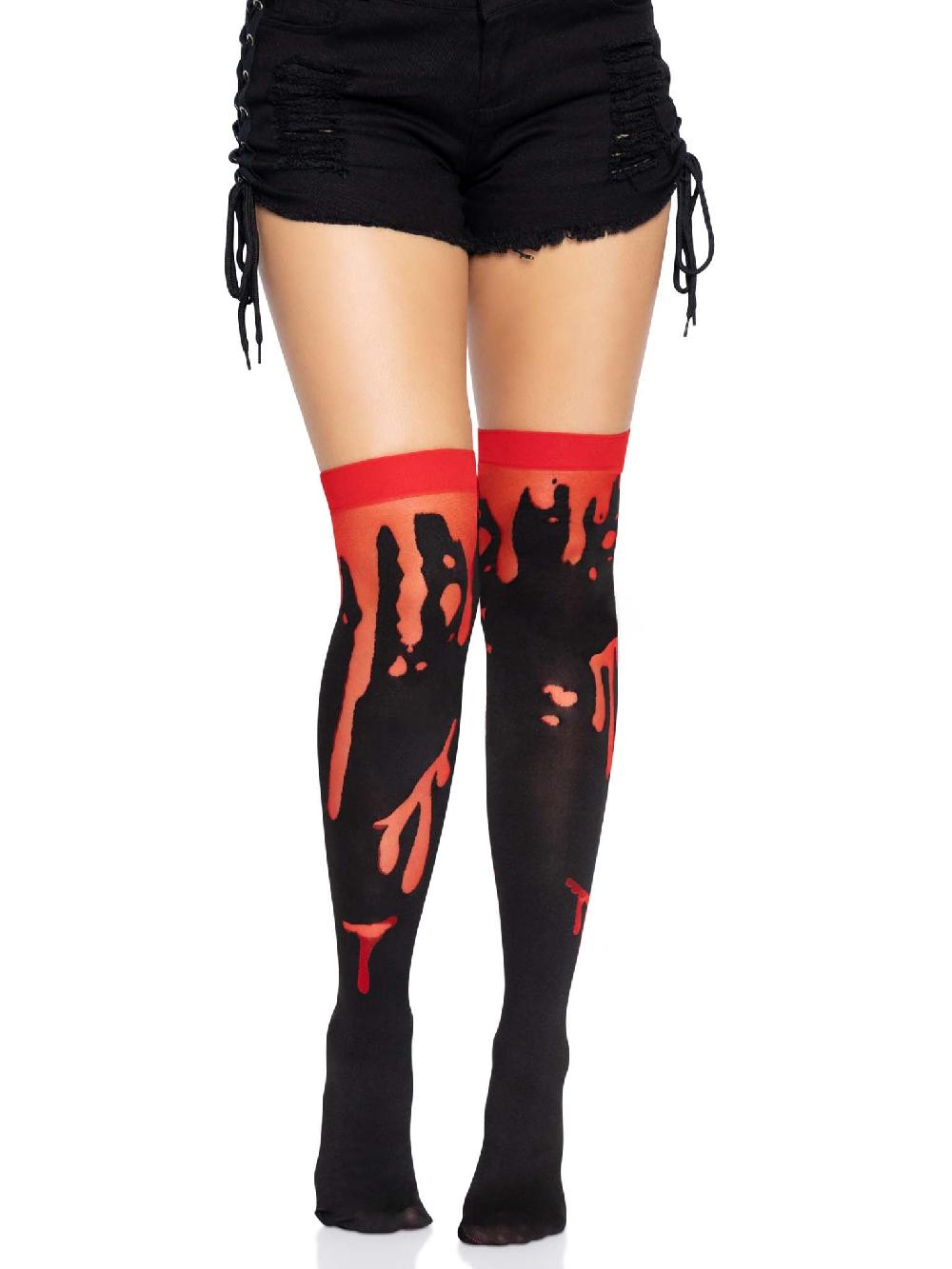 Leg Avenue Splatter Thigh Highs Red