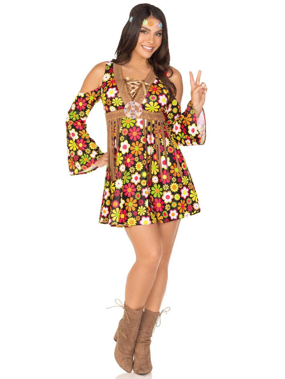 Leg Avenue Starflower Hippie Dress Costume Brown