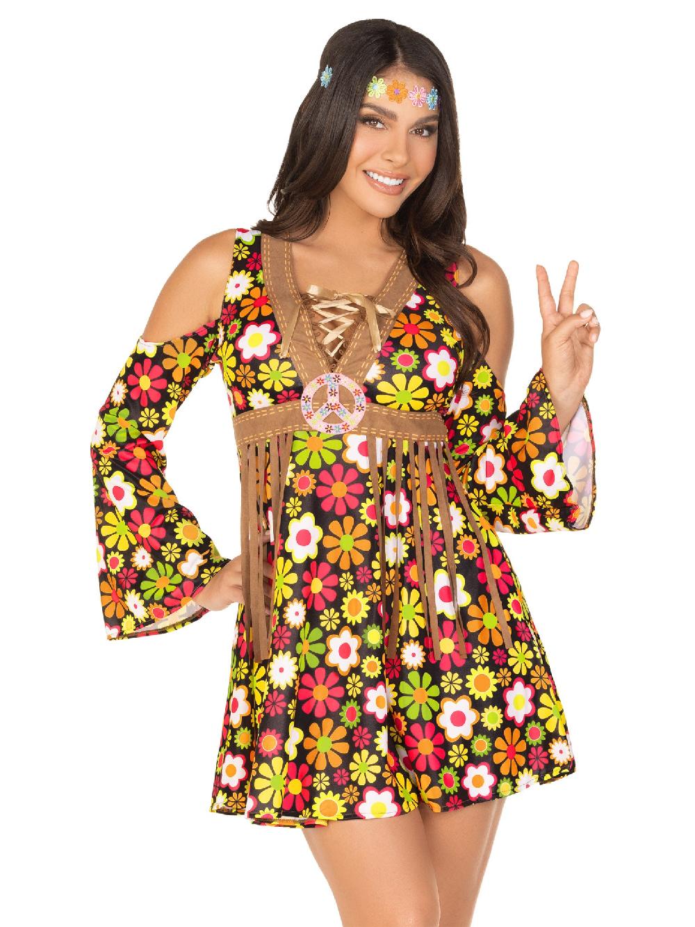 leg avenue Starflower Hippie Dress Costume Brown