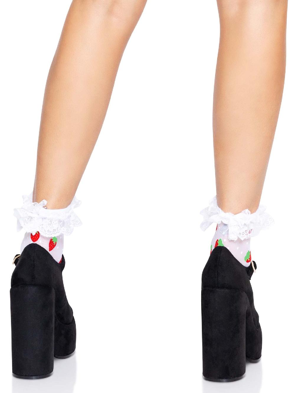 Leg Avenue Strawberry Ruffle Anklets White/Red