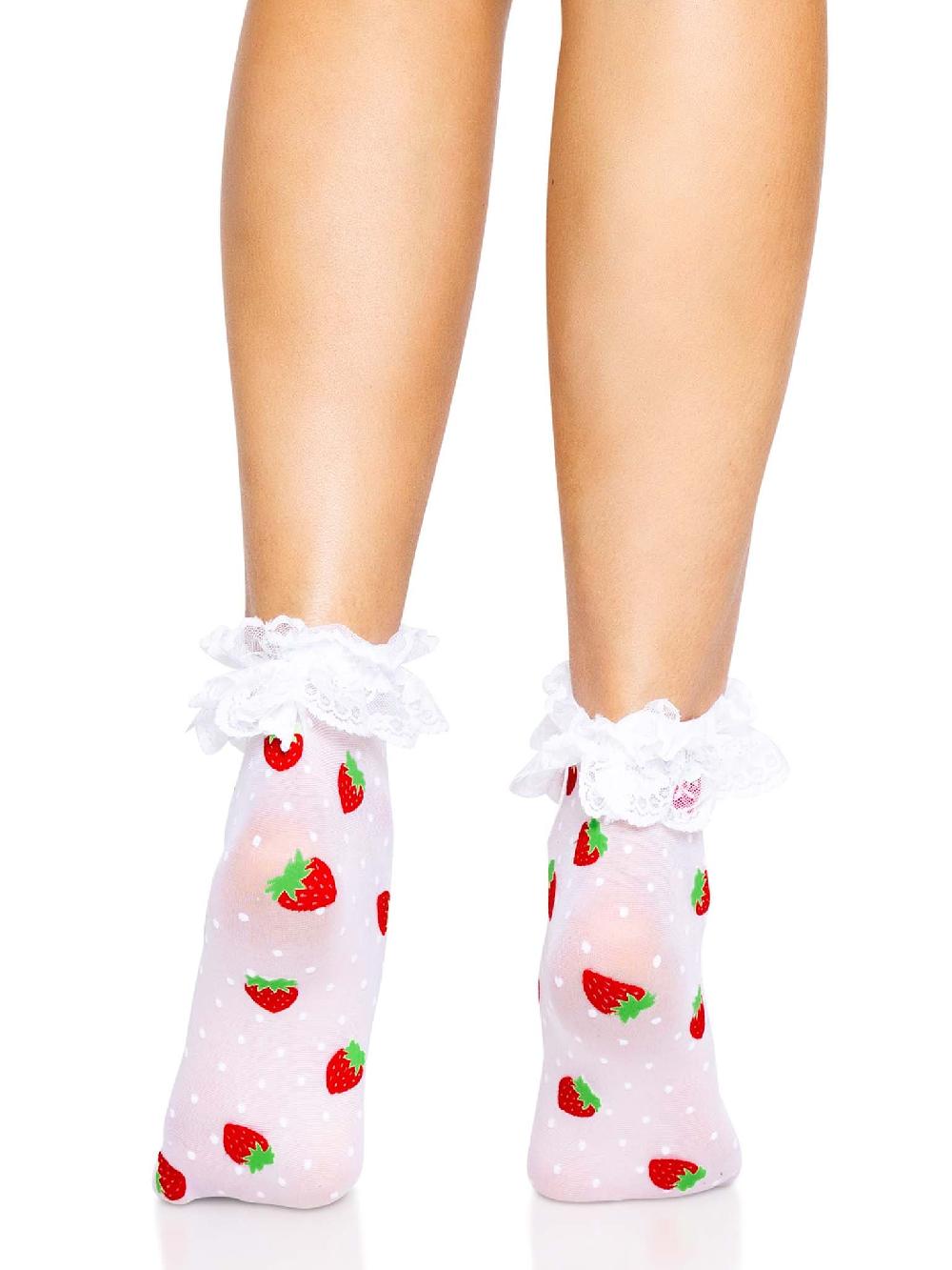 Leg Avenue Strawberry Ruffle Anklets White/Red