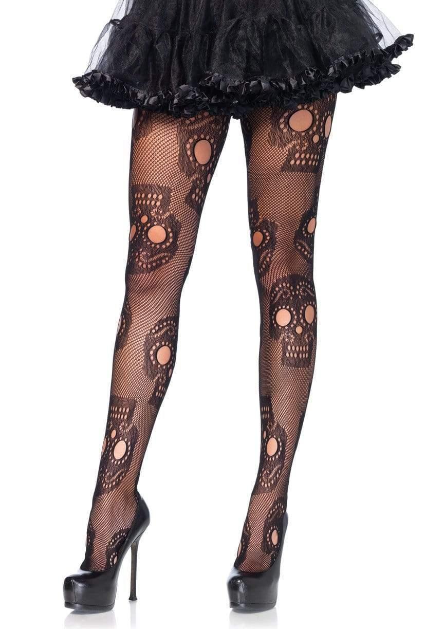 leg avenue Sugar Skull Net Tights Black