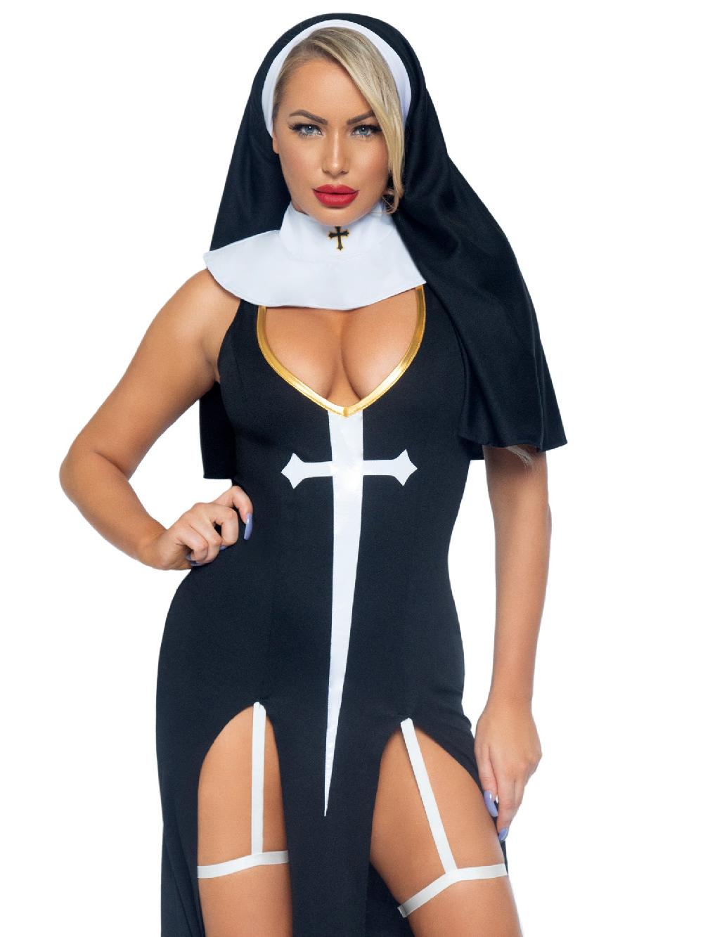 leg avenue Sultry Sinner Nun Costume Black/White