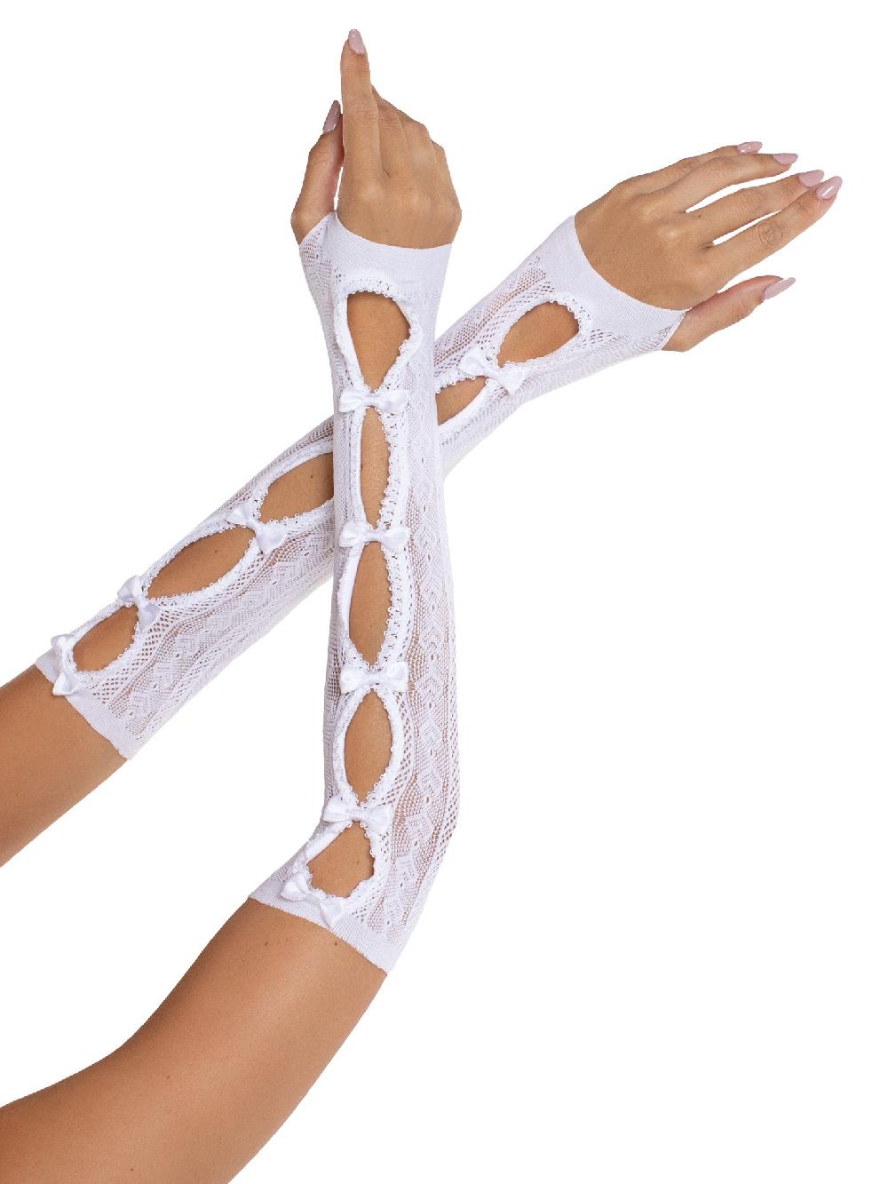 Leg Avenue Sweetheart Striped Arm Warmers Black