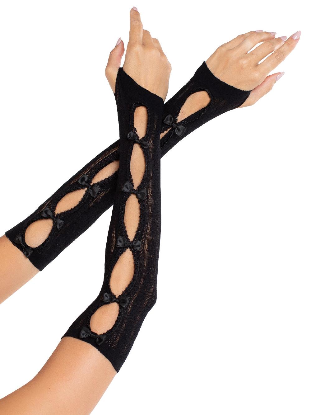 leg avenue Sweetheart Striped Arm Warmers Black
