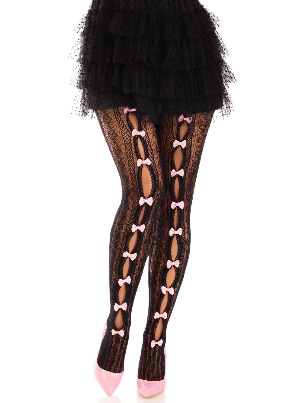 Leg Avenue Sweetheart Striped Tights Black