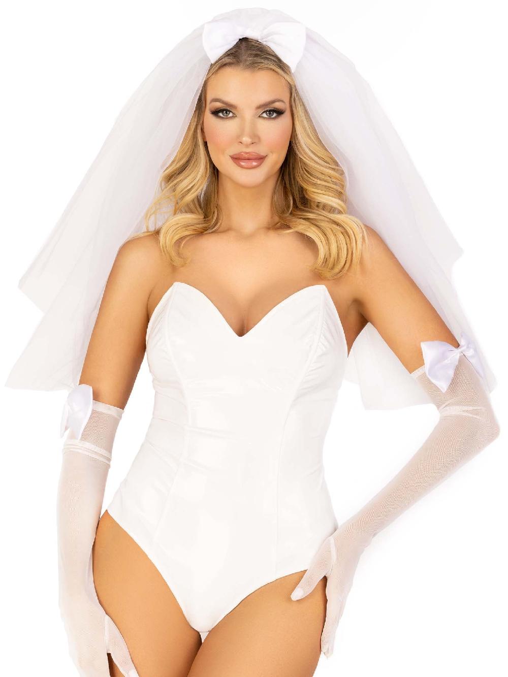 Leg Avenue Tiered Bridal Veil White