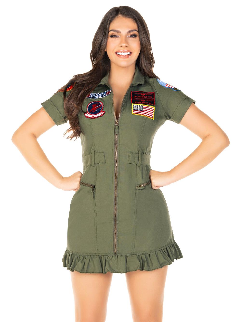 Leg Avenue Top Gun Costume Flight Dress Green