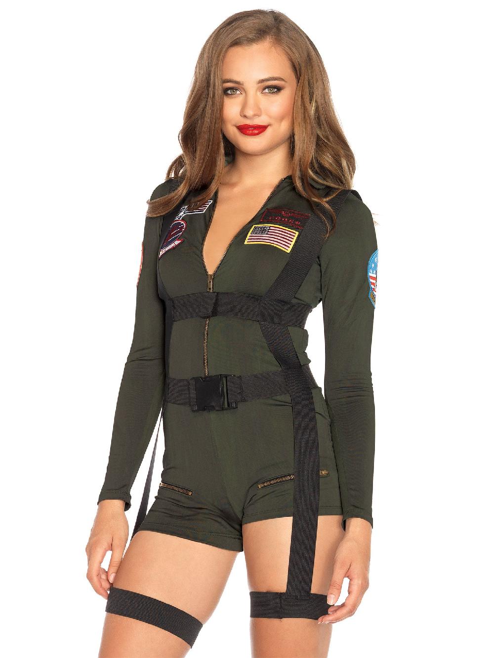 leg avenue Top Gun Costume Romper Green