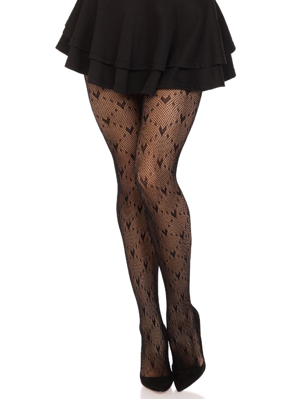 Leg Avenue Valentina Heart Net Tights Black