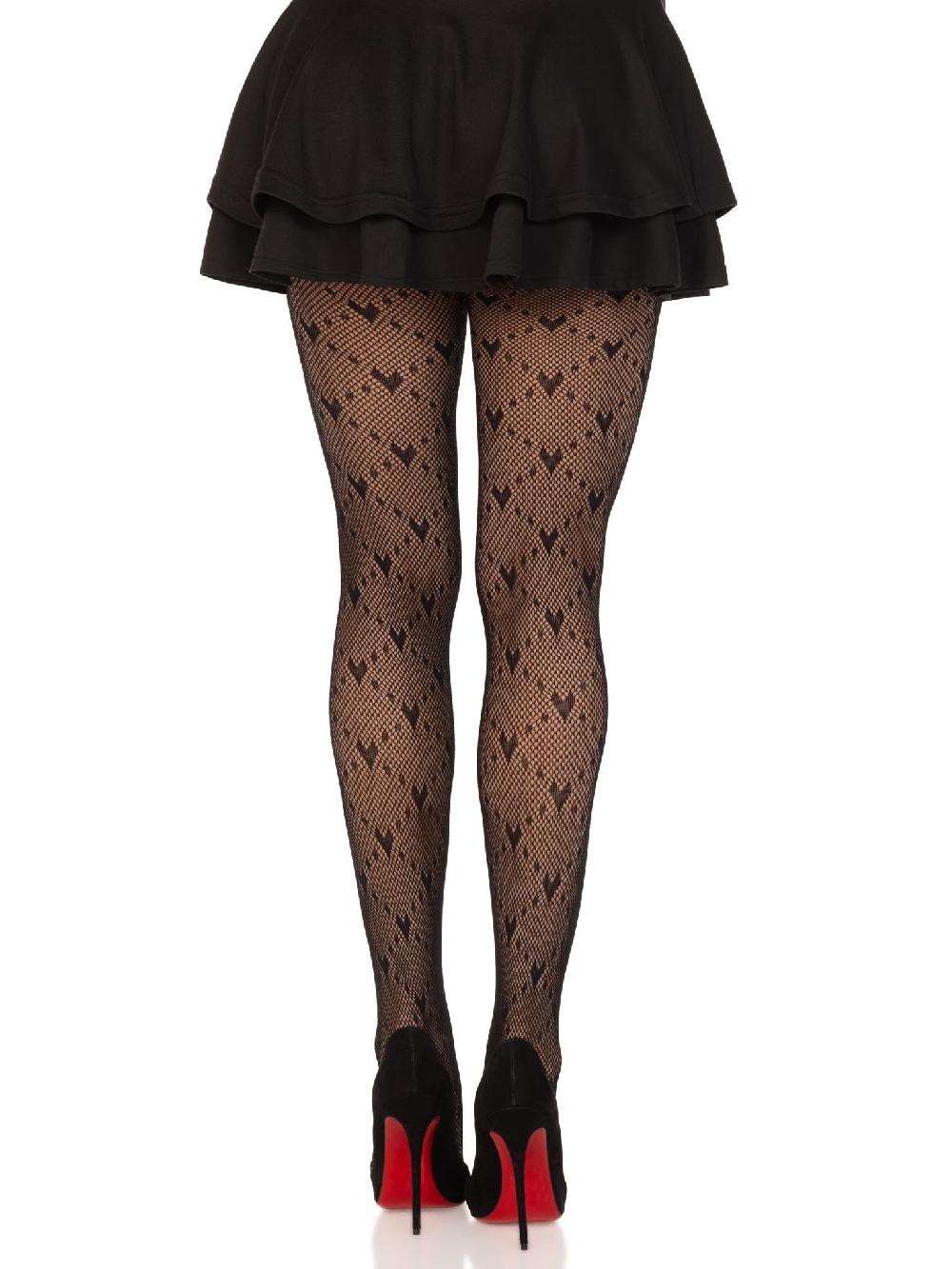 Leg Avenue Valentina Heart Net Tights Black