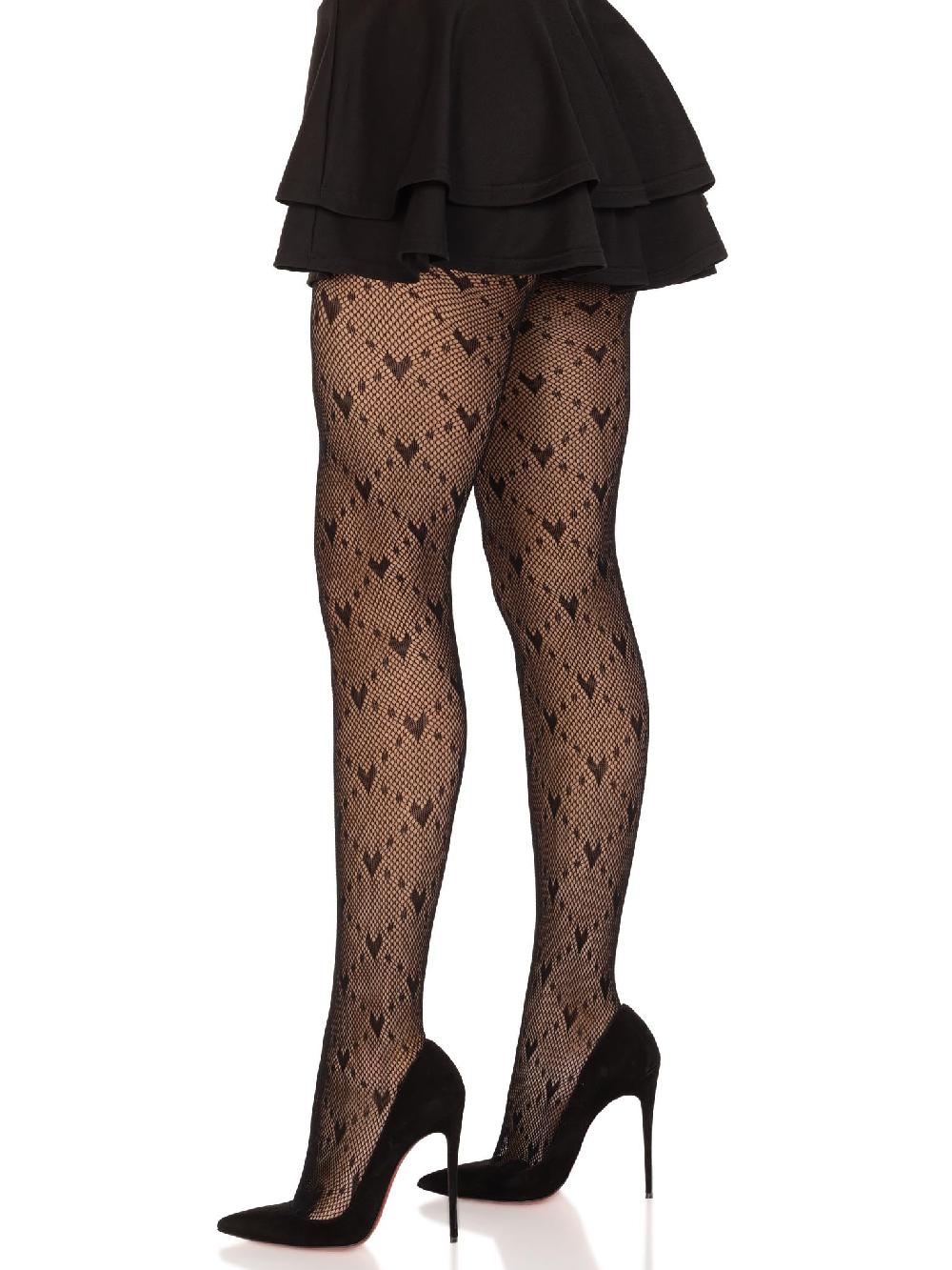 Leg Avenue Valentina Heart Net Tights Black