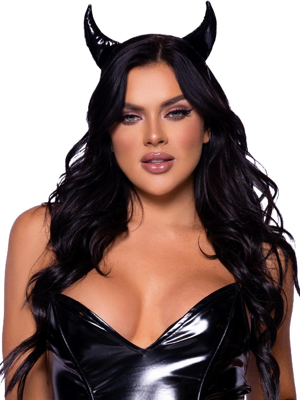 leg avenue Vinyl Devil Horns Black