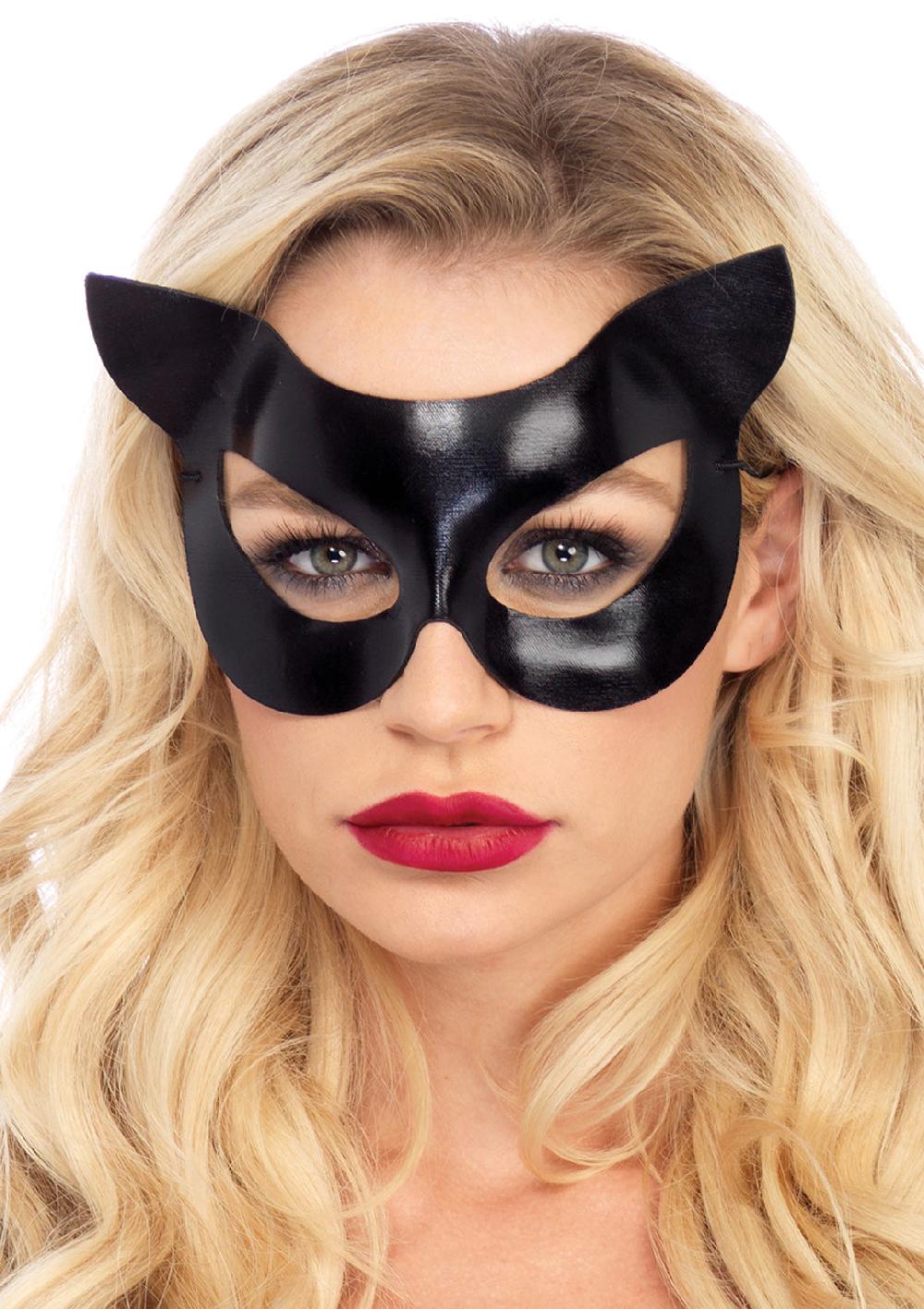Leg Avenue Vinyl Wet Look Cat Costume Mask Black