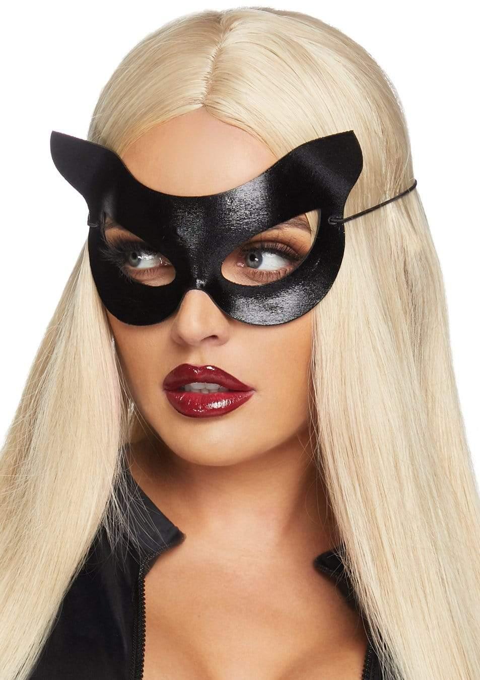 leg avenue Vinyl Wet Look Cat Costume Mask Black