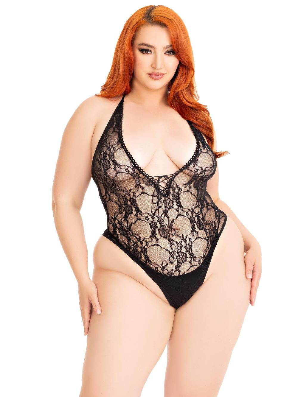 leg avenue Wild Dreams Plus Lace Teddy Black