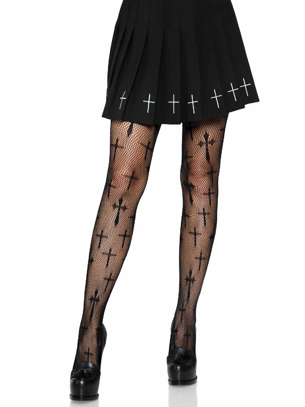 Leg Avenue Worship Me Net Tights Burgundy