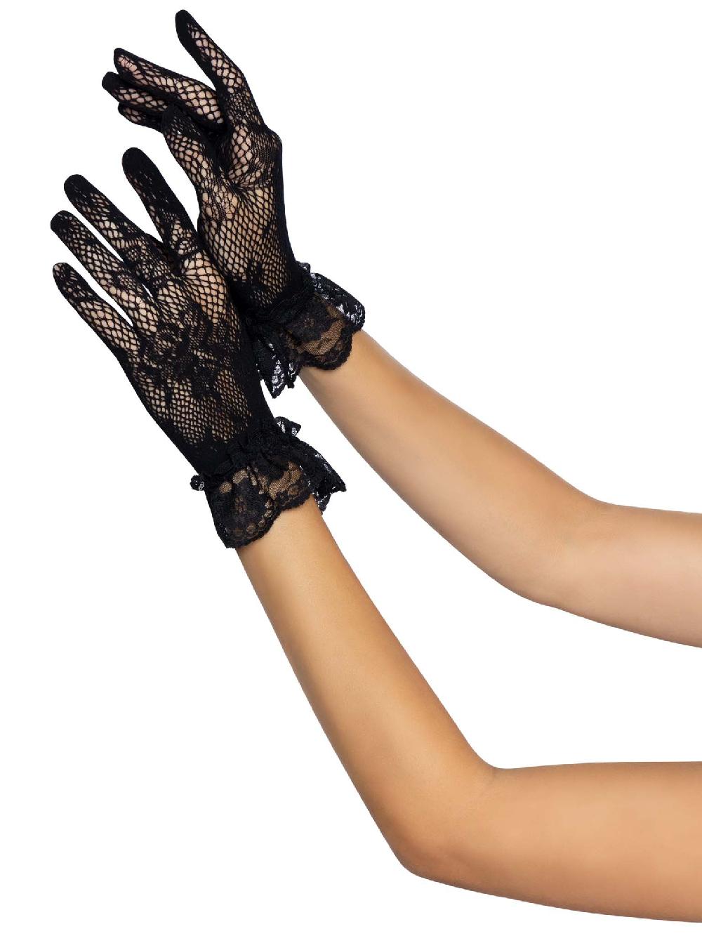 Leg Avenue Wrist Length Lace Gloves White