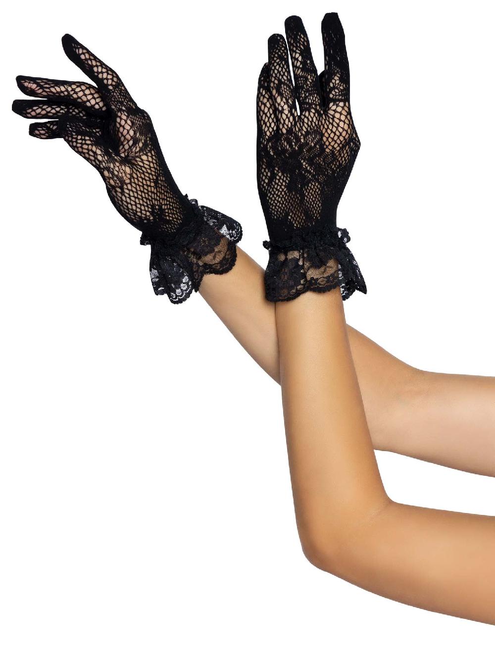 Leg Avenue Wrist Length Lace Gloves White