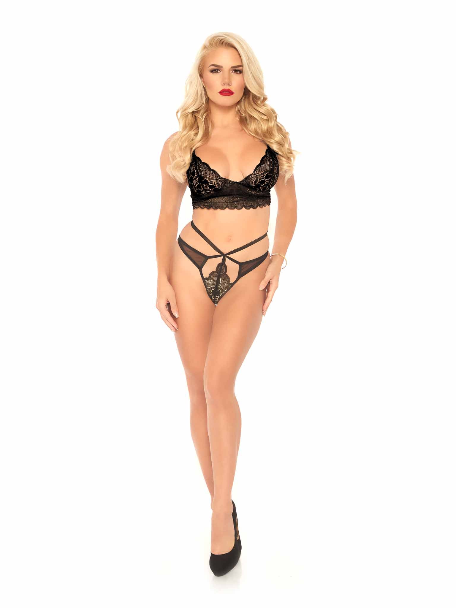 Leg Avenue XOXO Bra & Panty Set Black