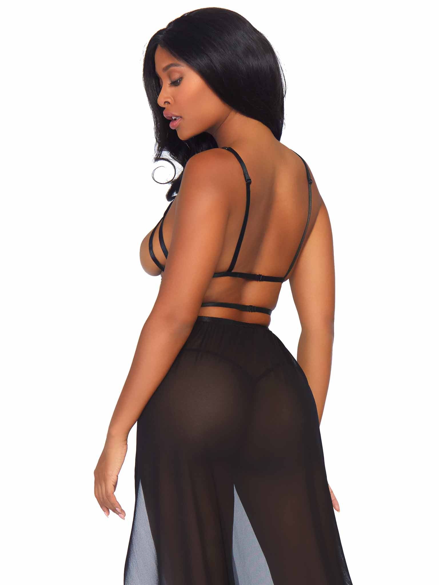 Leg Avenue Yours Always Open Cup Gown Set Black