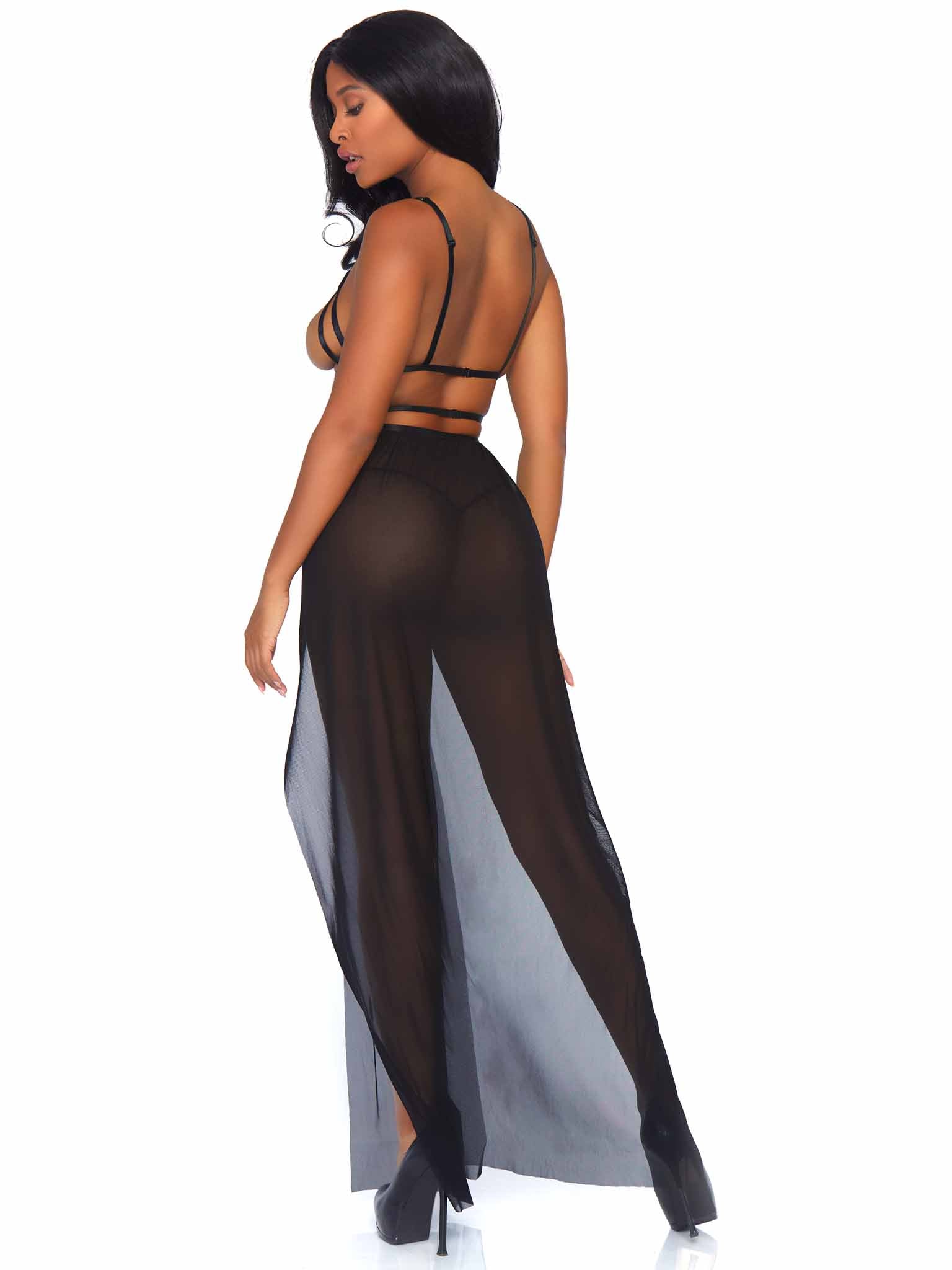 Leg Avenue Yours Always Open Cup Gown Set Black