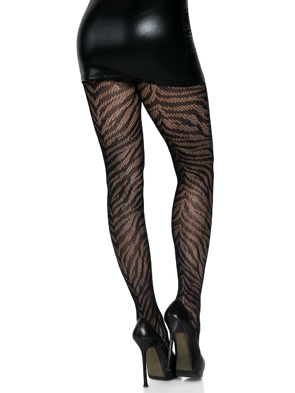Leg Avenue Zebra Net Tights Black