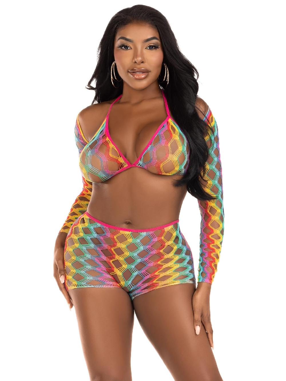 Leg Avenue Lucky One Bra And Boy Shorts Set Multicolor