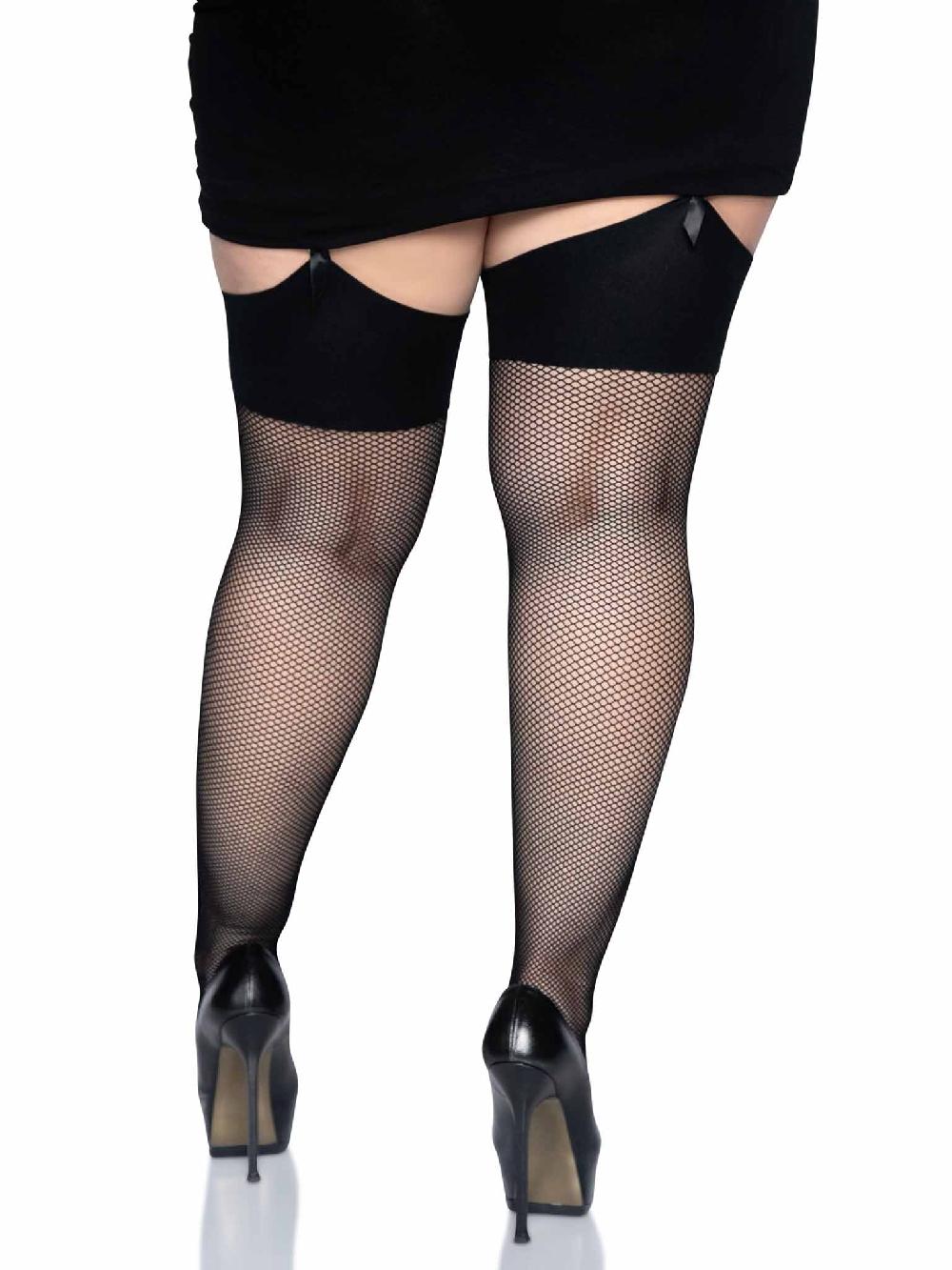 Leg Avenue Lucy Plus Fishnet Thigh High Stockings Black