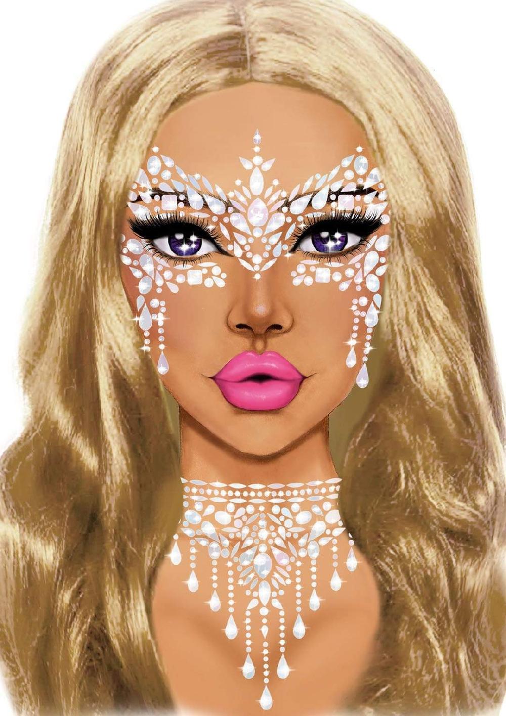 Leg Avenue Masquerade Choker Rhinestone Stick-On Jewels Black