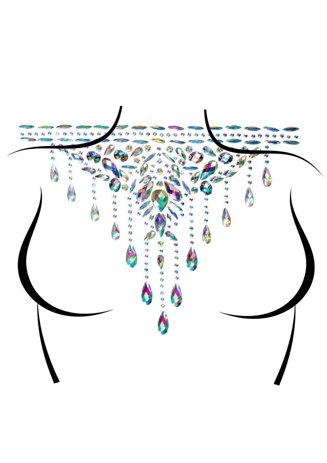 leg avenue Masquerade Choker Rhinestone Stick-On Jewels Black