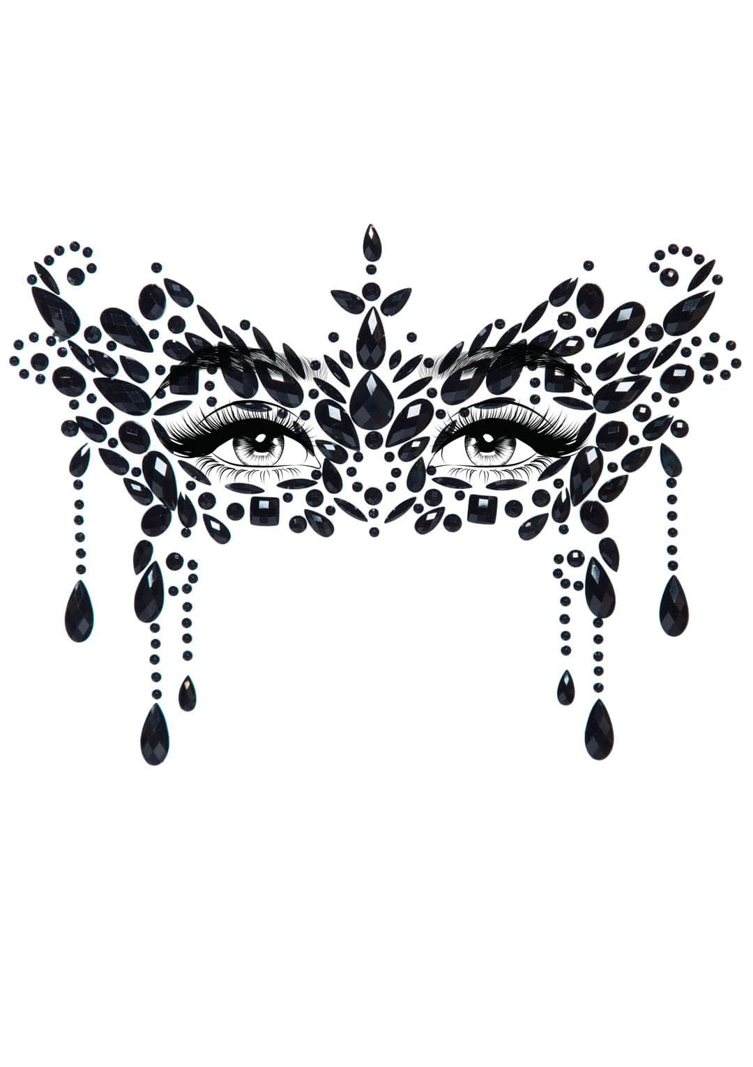 Leg Avenue Masquerade Mask Rhinestone Stick-On Jewels Black