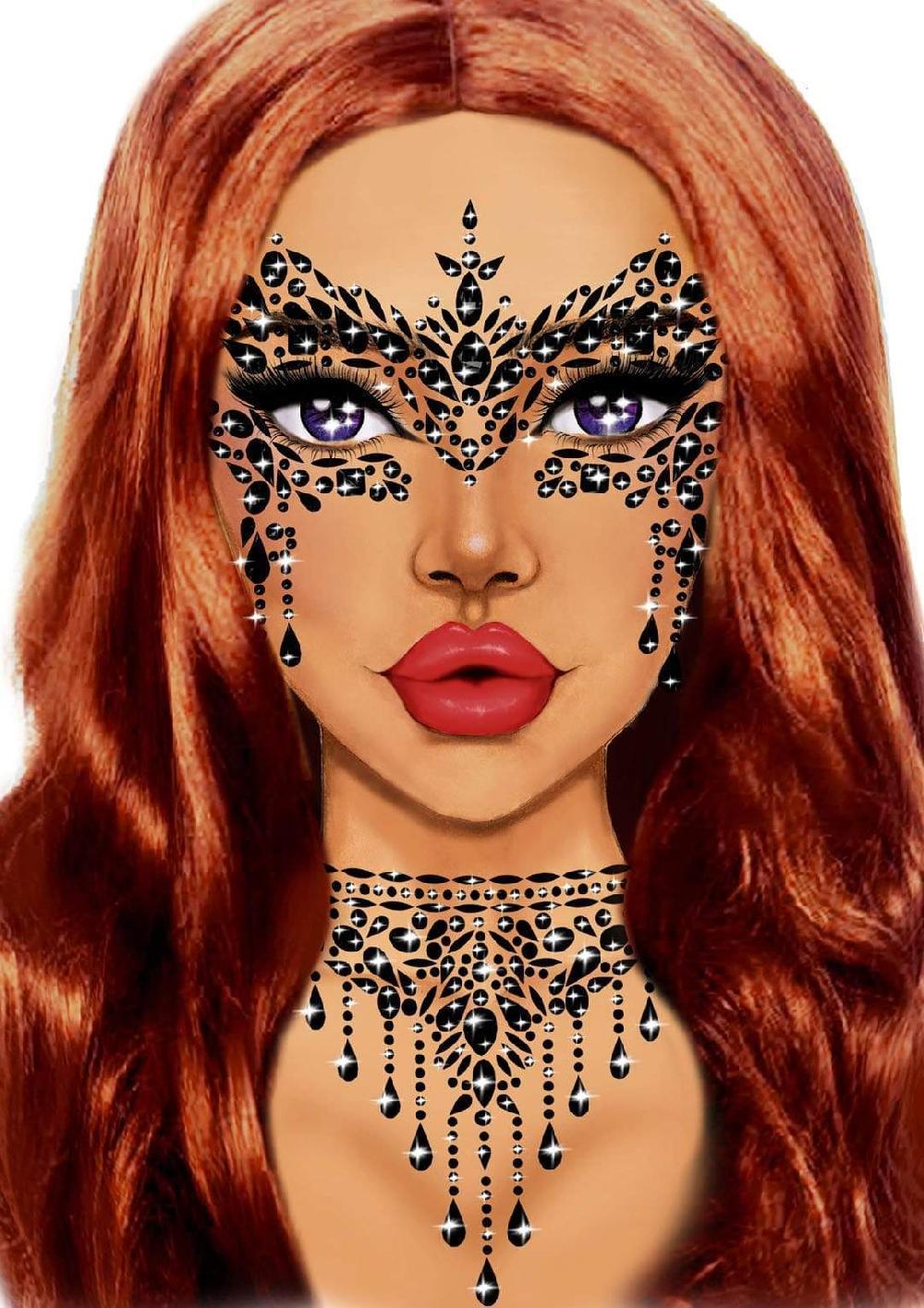 leg avenue Masquerade Mask Rhinestone Stick-On Jewels Black