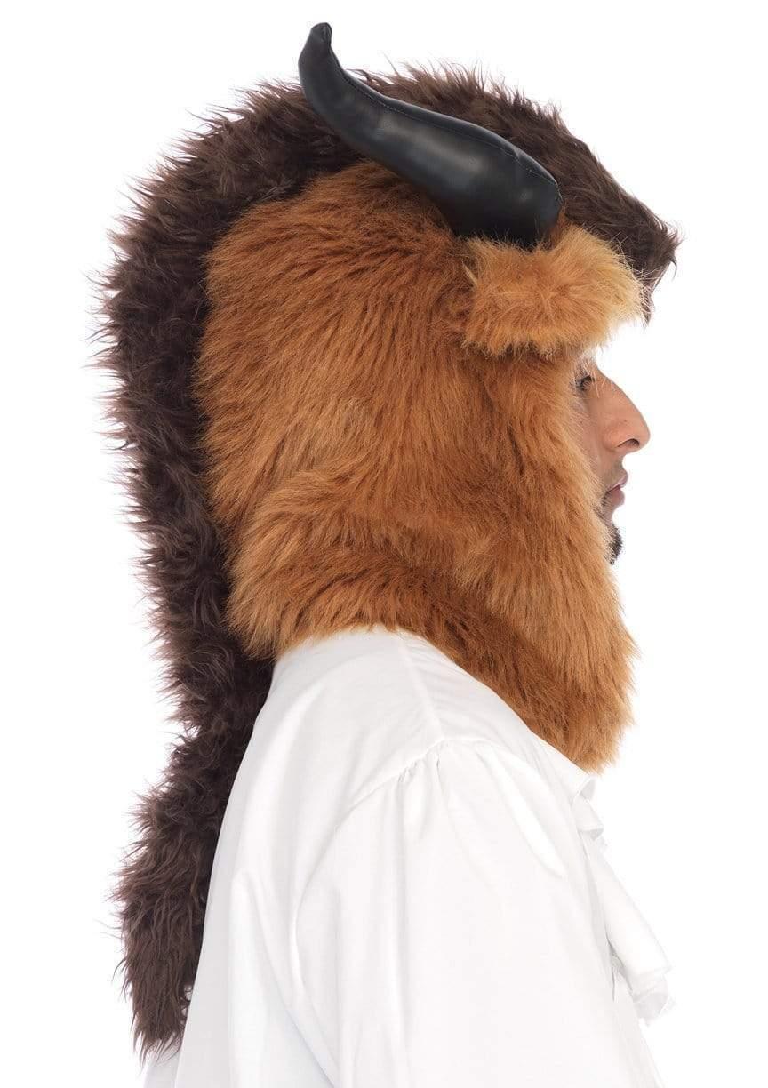 Leg Avenue Men's Brutal Beast Hood Mask With Horns Brown