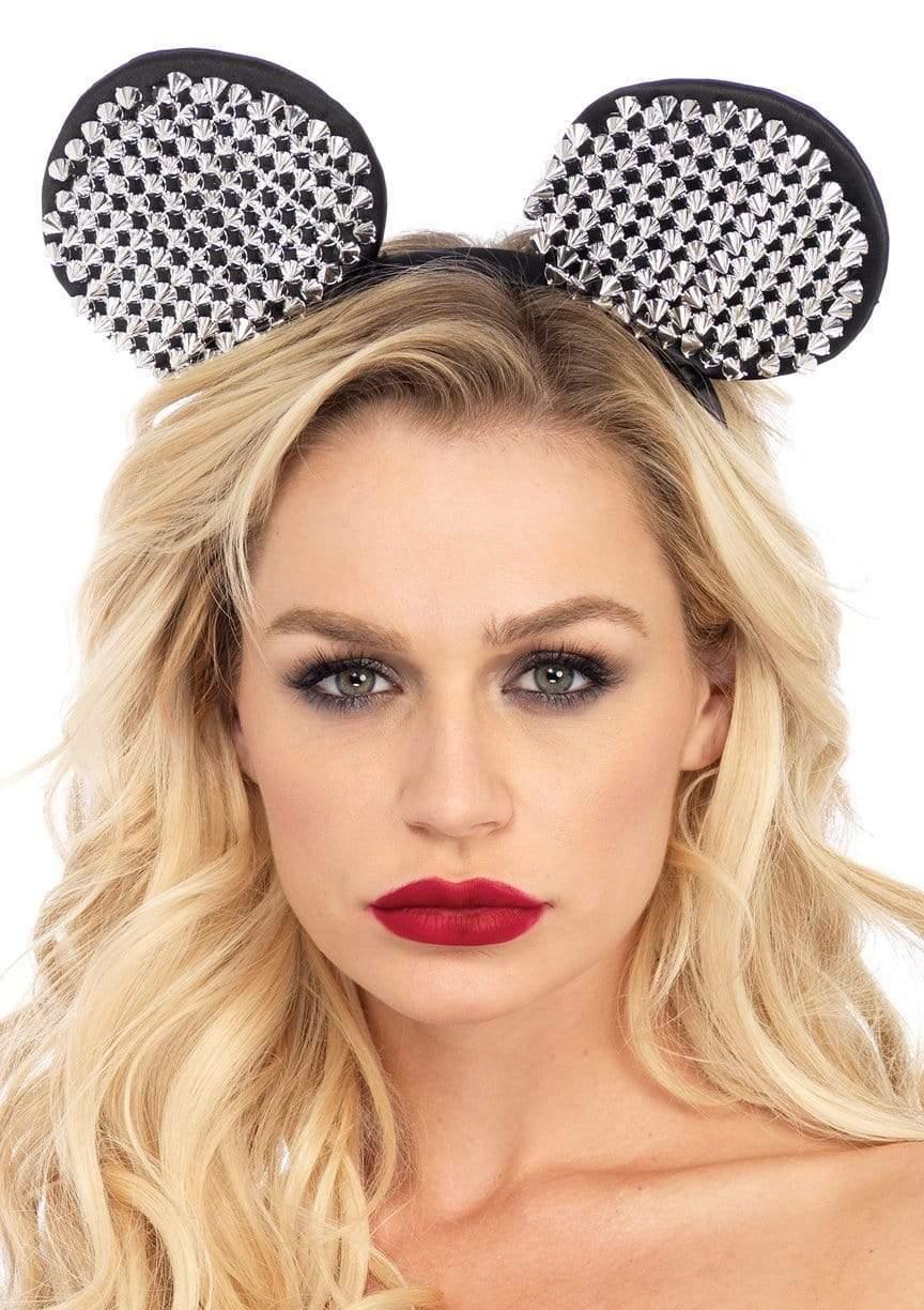 leg avenue Metallic Studded Mouse Ears Headband Silver