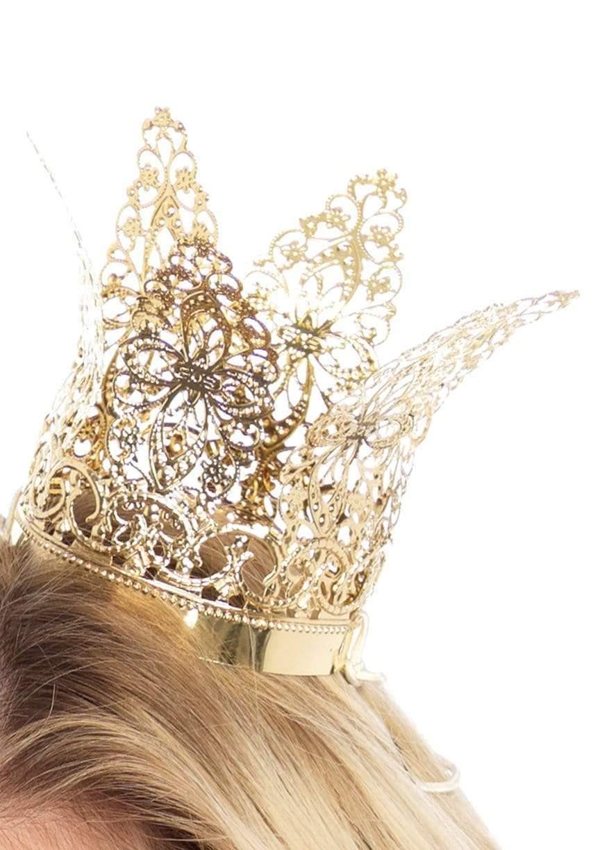 Leg Avenue Mini Metal Filigree Crown Costume Headband Gold