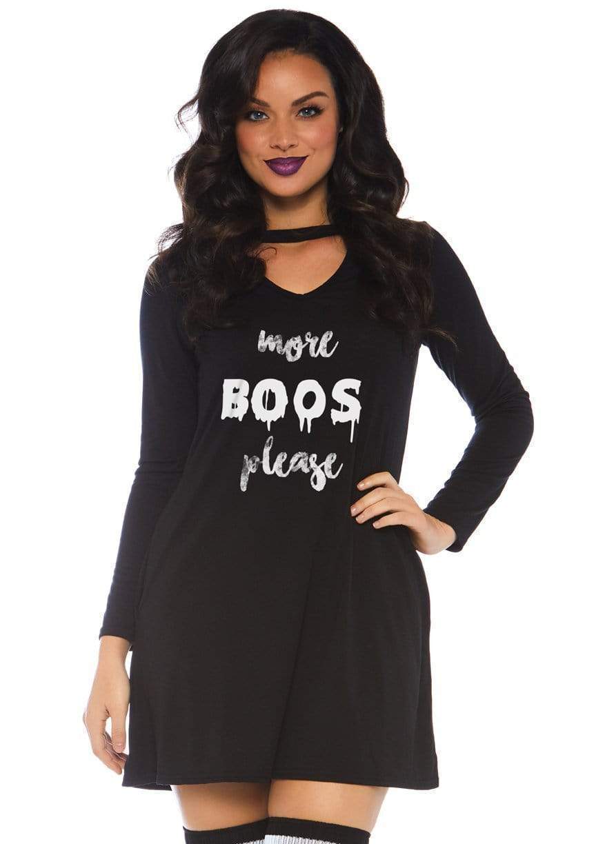 leg avenue More Boos Jersey Dress with Pockets Black