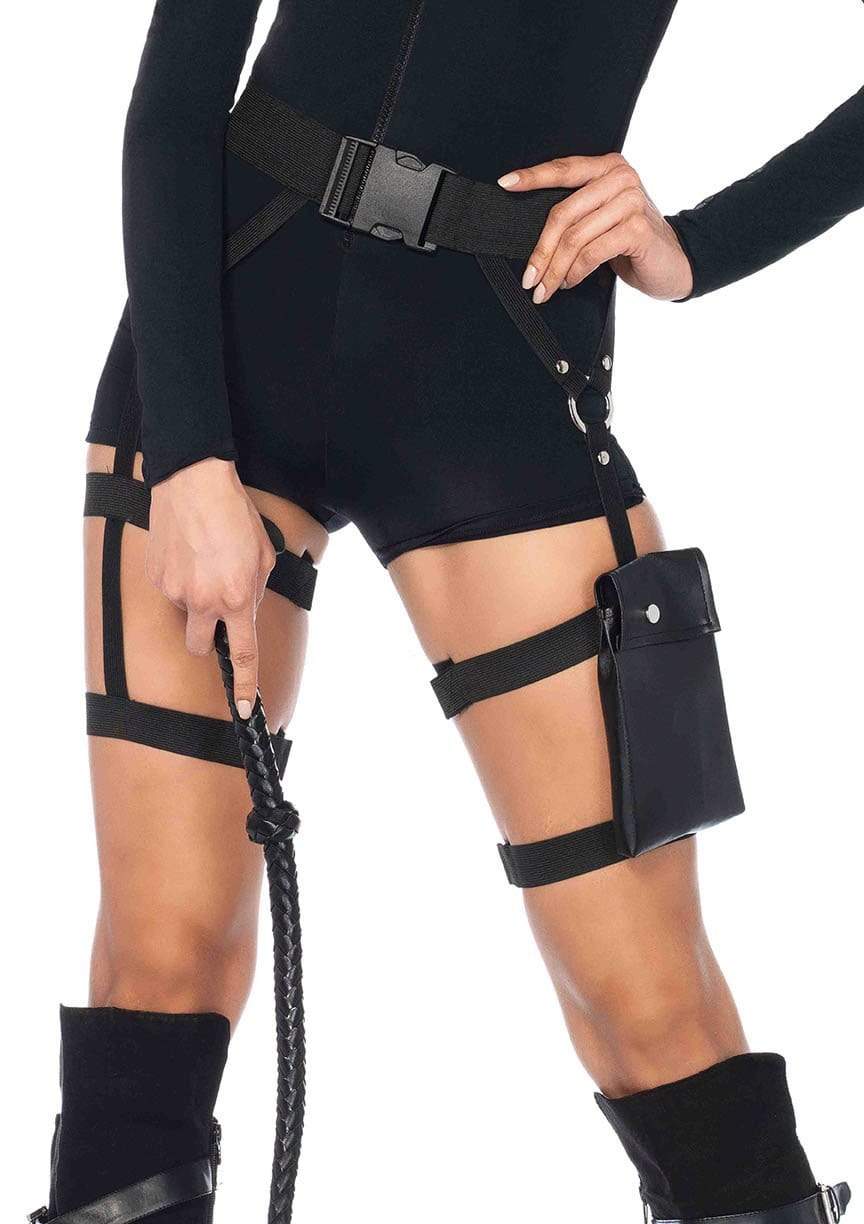 leg avenue Multi Strap Garter Utility Belt With Pocket Black