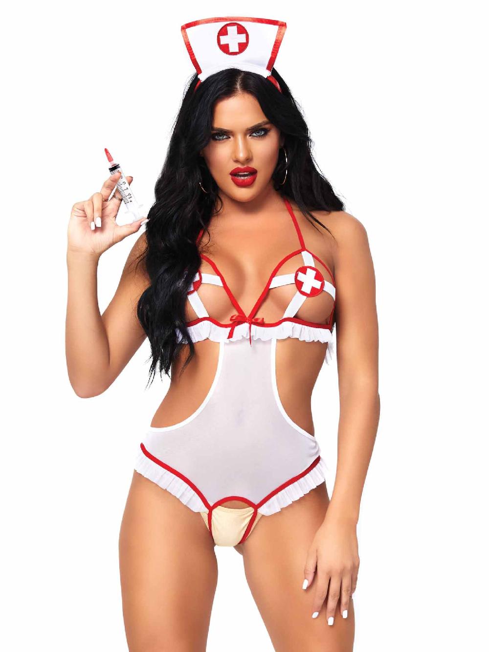 leg avenue Naughty Nurse Roleplay Lingerie Set White/Red