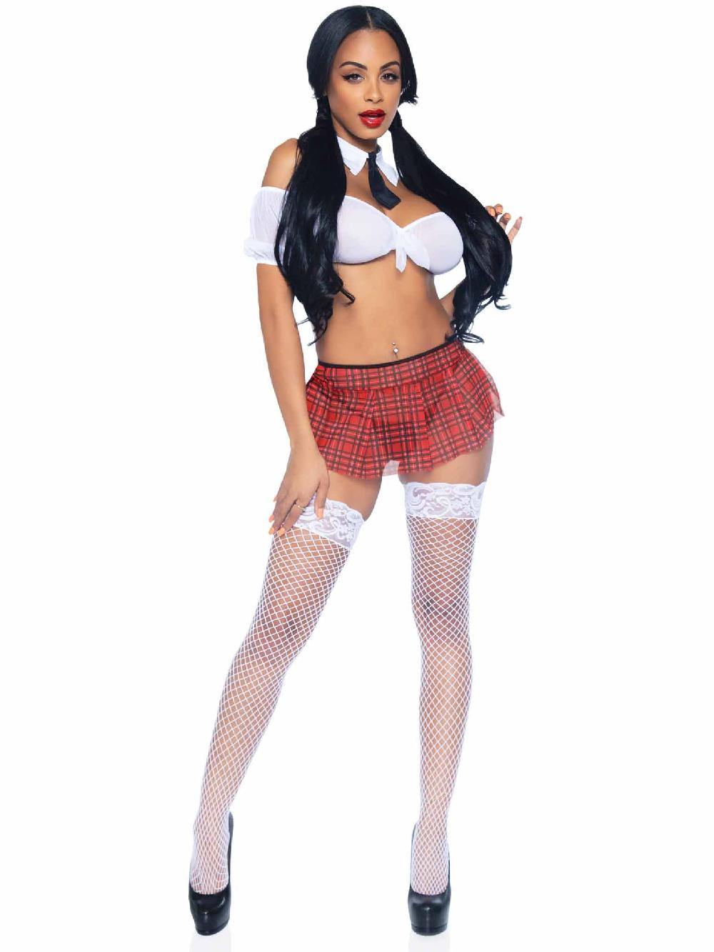 Leg Avenue Naughty School Girl Lingerie Set Red/White