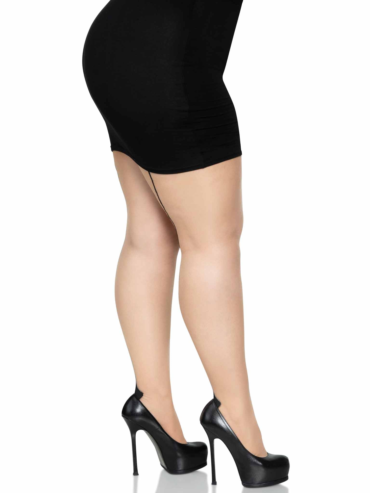 Leg Avenue Nyx Plus Cuban Heel Pantyhose Nude/Black