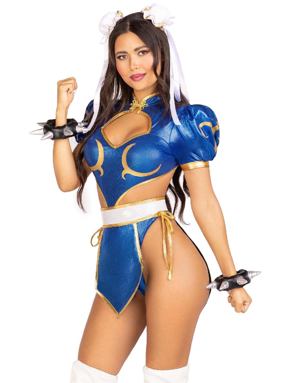 leg avenue Official Street Fighter Battle Chun-Li Costume Blue