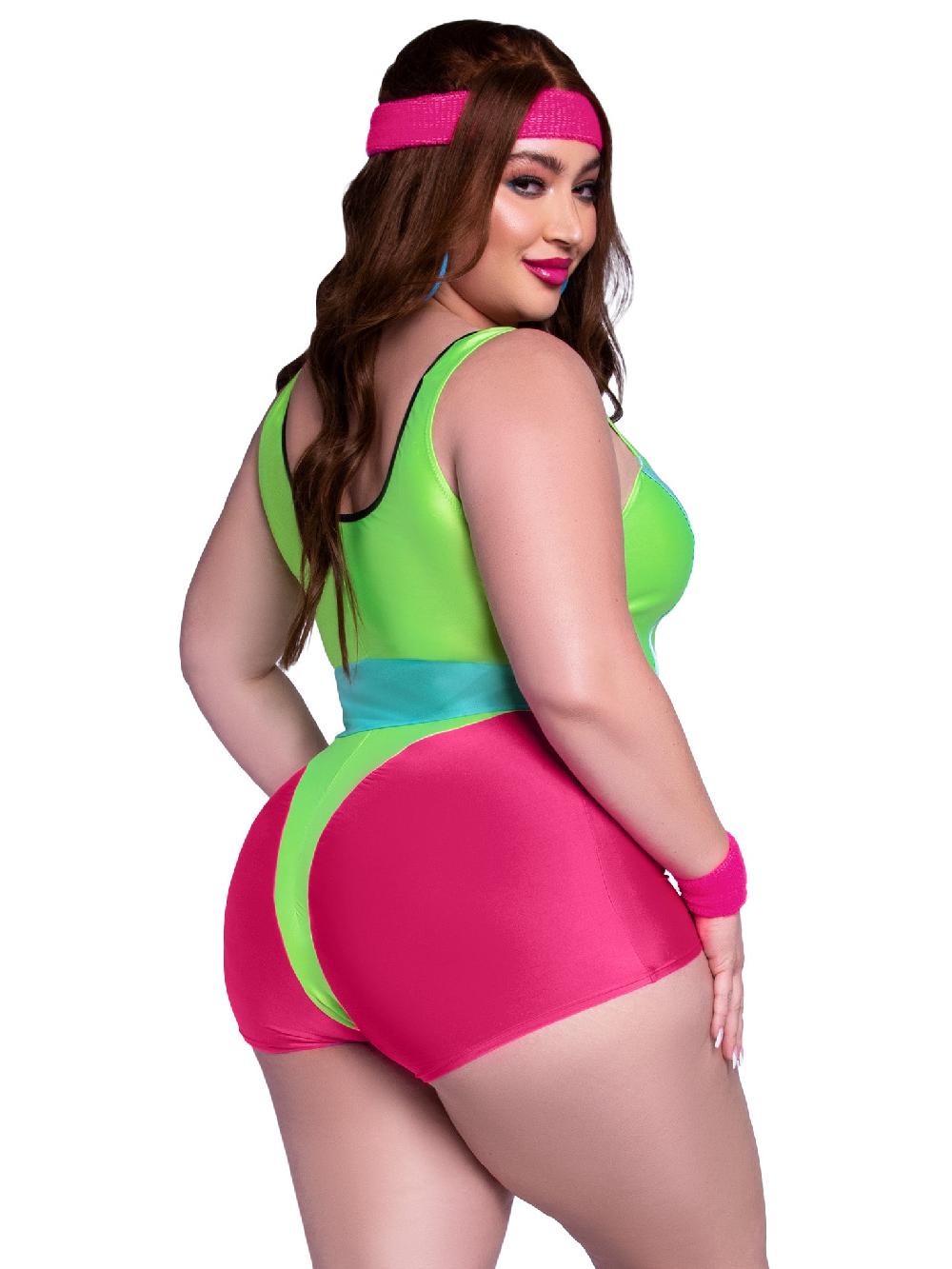 Leg Avenue Plus 80s Workout Hottie Costume Neon Green