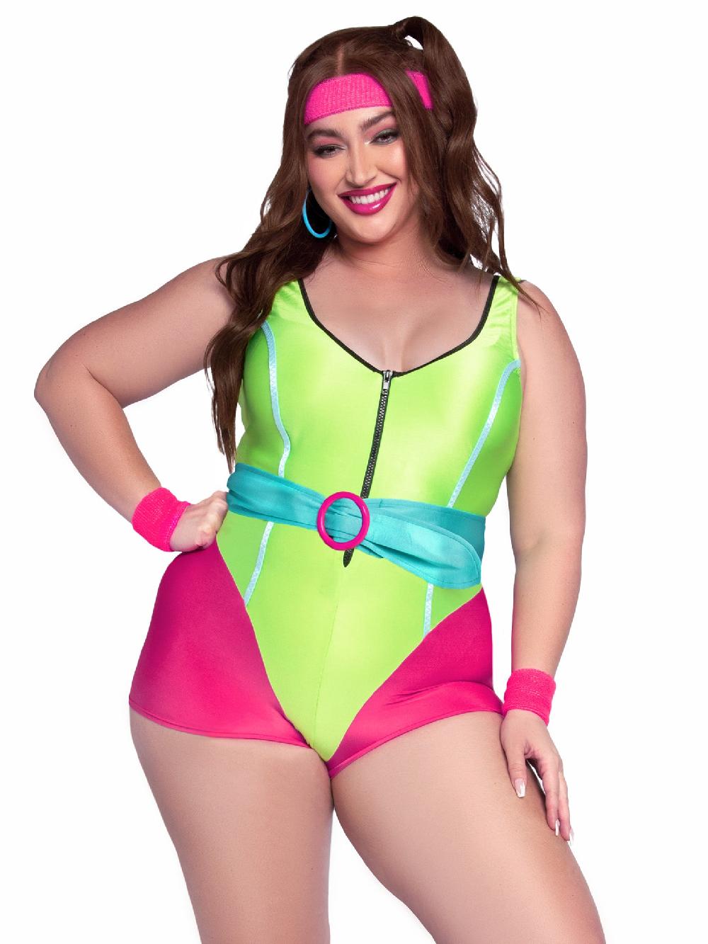 leg avenue Plus 80s Workout Hottie Costume Neon Green