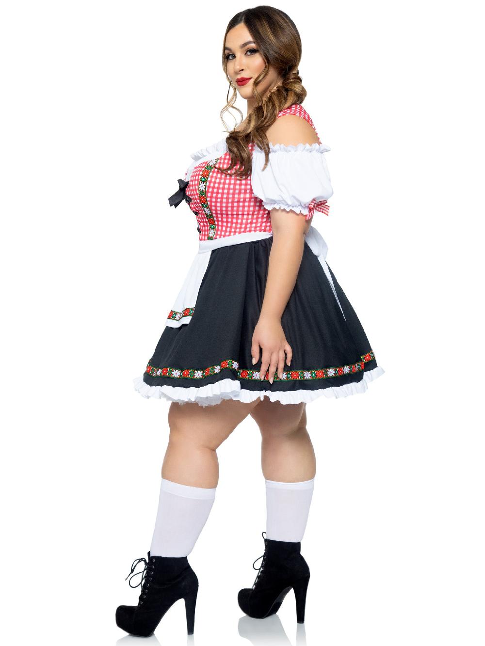 Leg Avenue Plus Beer Garden Babe Dirndl Costume Red/Black