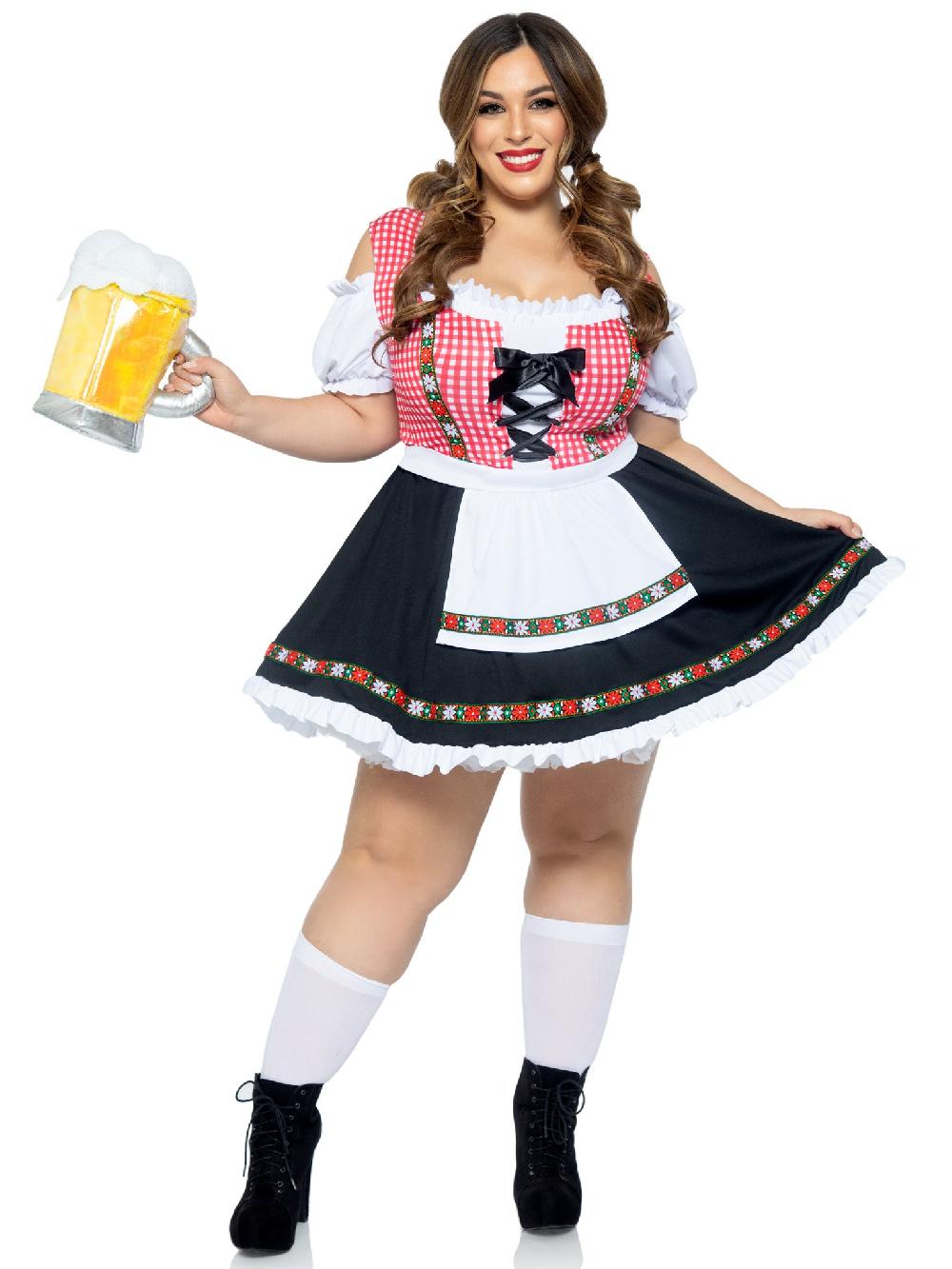 Leg Avenue Plus Beer Garden Babe Dirndl Costume Red/Black