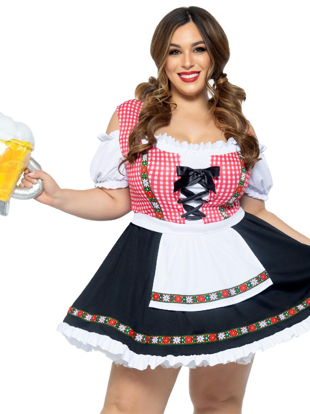 leg avenue Plus Beer Garden Babe Dirndl Costume Red/Black
