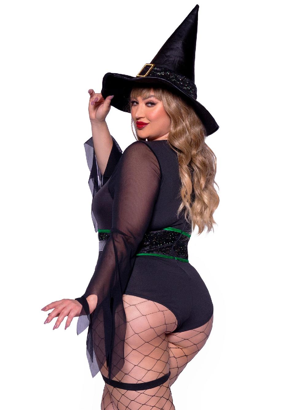 Leg Avenue Plus Broomstick Babe Witch Costume Black