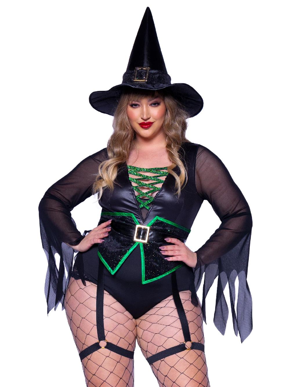 Leg Avenue Plus Broomstick Babe Witch Costume Black