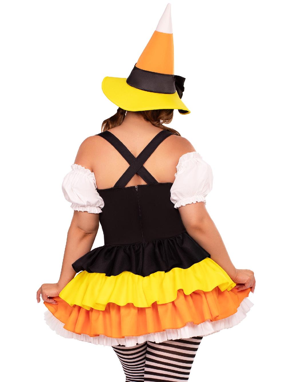 Leg Avenue Plus Candy Corn Witch Costume Multicolor